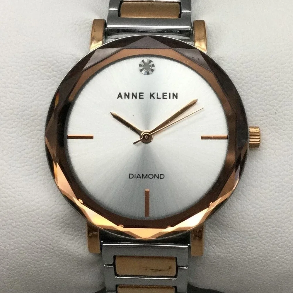 Anne Klein Womens Watch 32mm Two Tone Diamond Bracelet AK/3279 New Battery